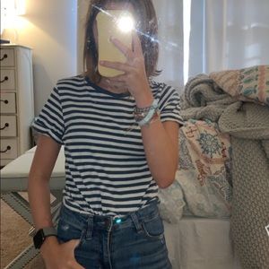 blue and white striped shirt
